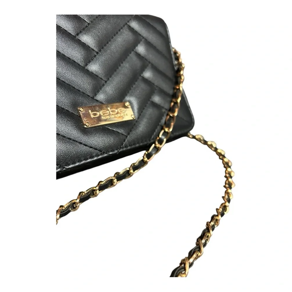 Bebe Black and Gold Mini Quilted Bag - Picture 2 of 7